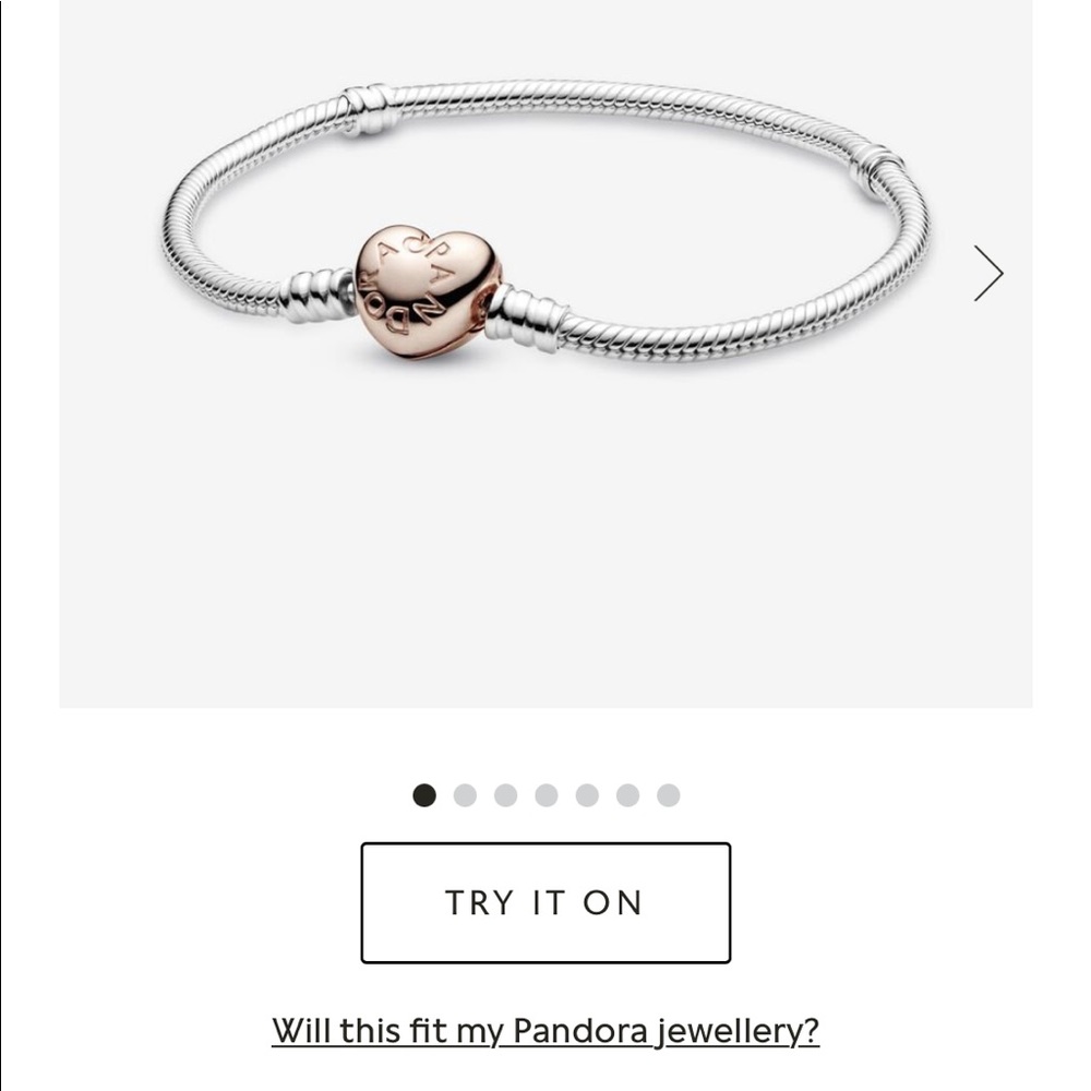 Brand New Pandora Moments Heart Clasp Snake Chain Bracelet Two Tone